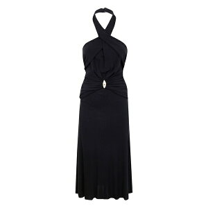 �G���U�x�X�t�����L ���f�B�[�X �����s�[�X �g�b�v�X Halterneck ruched dress Black