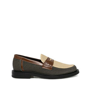 �t�B�����O�s�[�X �����Y �X���b�|���E���[�t�@�[ �V���[�Y Reed woven-panel loafers Neutrals