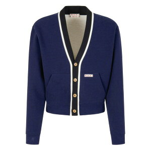 �}���j �����Y �J�[�f�B�K�� �A�E�^�[ Contrasting-trim cardigan Blue