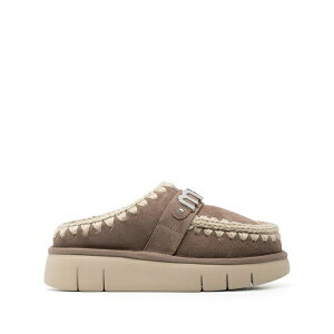 ���E ���f�B�[�X �T���_�� �V���[�Y Suede decorative-stitch mules Neutrals