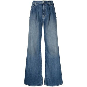 �j�����[�^�� ���f�B�[�X �f�j���p���c �{�g���X Wide-leg bleach-effect denim jeans Blue