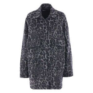 �t�F�f���J�E�g�V ���f�B�[�X �R�[�g �A�E�^�[ Leopard-print buttoned coat Grey