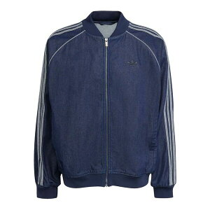 �A�f�B�_�X �����Y �W���P�b�g���u���]�� �A�E�^�[ Three-stripe bomber jacket Blue