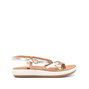 �A���V�G���g�O���[�N�T���_�� ���f�B�[�X �T���_�� �V���[�Y Crossover-strap leather sandals Gold