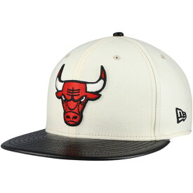 ニューエラ メンズ 帽子 アクセサリー Chicago Bulls New Era Faux Leather Visor TwoTone 59FIFTY Fitted Hat Cream/Black