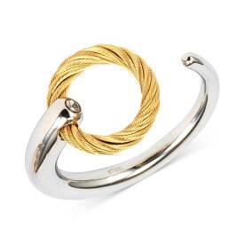 シャリオール レディース リング アクセサリー White Topaz Accent Cuff Ring in Stainless Steel & Gold-Tone PVD Stainless Steel Silver