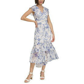 トミー ヒルフィガー レディース ワンピース トップス Women's Floral-Print Flutter-Sleeve Midi Dress Ivory Multi