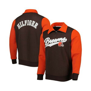 トミー ヒルフィガー メンズ パーカー・スウェットシャツ アウター Men's Brown, Orange Cleveland Browns Aiden Quarter-Zip Top Brown, Orange