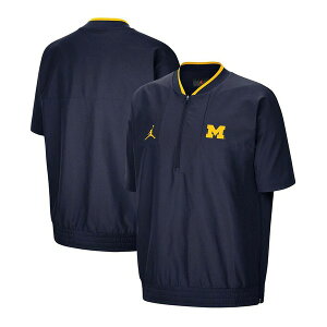 ジョーダン メンズ パーカー・スウェットシャツ アウター Men's Navy Michigan Wolverines 2021 Coaches Short Sleeve Quarter-Zip Jacket Navy