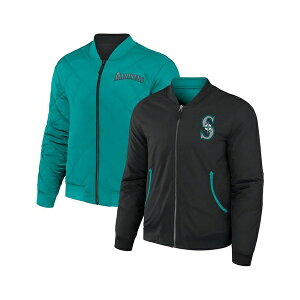 t@ieBNX Y WPbgu] AE^[ Men's Darius Rucker Collection by Black, Aqua Seattle Mariners Reversible Full-Zip Bomber Jacket Black, Aqua