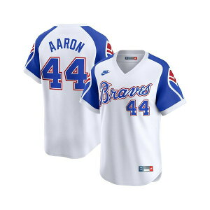 �i�C�L �����Y �V���c �g�b�v�X Men's Hank Aaron White Atlanta Braves Throwback Cooperstown Limited Jersey White