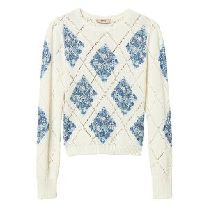 �c�C���Z�b�g ���f�B�[�X �j�b�g&�Z�[�^�[ �A�E�^�[ Diamond-pattern floral sweater White
