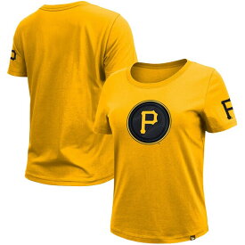 ニューエラ レディース Tシャツ トップス Pittsburgh Pirates New Era Women's 2023 City Connect Cap Logo TShirt Gold