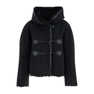 E NVbN fB[X WPbgu] AE^[ Black Jacket With Fixed Hood And Reversible Design In Fabric Woman Black