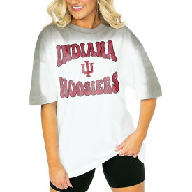 ゲームデイ レディース Tシャツ トップス Indiana Hoosiers Gameday Couture Women's Campus Glory Colorwave Oversized TShirt White/Gray