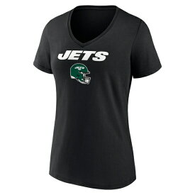 ファナティクス レディース Tシャツ トップス Zach Wilson New York Jets Fanatics Branded Women's Team Wordmark Player Name & Number VNeck TShirt Black