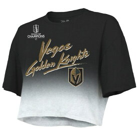 マジェスティックスレッズ レディース Tシャツ トップス Mark Stone Vegas Golden Knights Majestic Threads Women's 2023 Stanley Cup Champions Name & Number DipDye Cropped TShirt Black