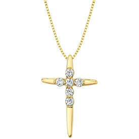 セイレーン レディース ネックレス・チョーカー・ペンダントトップ アクセサリー Diamond Polished Cross 18" Pendant Necklace (1/4 ct. t.w.) in 14k Gold 14K Yellow Gold