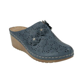 ジーシーシューズ レディース サンダル シューズ Women's Krista Perforated Slip-On Flower Wedge Mules Navy