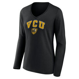 ファナティクス レディース Tシャツ トップス VCU Rams Fanatics Branded Women's Campus Long Sleeve VNeck TShirt Black