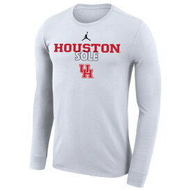 ジョーダン メンズ Tシャツ トップス Houston Cougars Jordan Brand 2023 On Court Bench Long Sleeve TShirt White