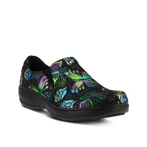 XvOXebv fB[X T_ V[Y Winfrey Work Clog Black Multicolor Butterflies