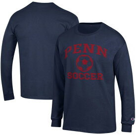 チャンピオン メンズ Tシャツ トップス Pennsylvania Quakers Champion Soccer Icon Long Sleeve TShirt Navy