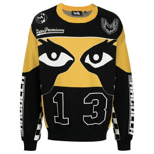 �n�N�[�� �����Y �j�b�g&�Z�[�^�[ �A�E�^�[ Super premium racer intarsia-knit jumper Black