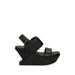 ���i�C�e�b�h�k�[�h ���f�B�[�X �T���_�� �V���[�Y Delta wedge puffier quilted touch-strap sandals Black