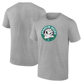 ファナティクス メンズ Tシャツ トップス Anaheim Ducks Fanatics Branded Alternate Logo TShirt Heather Gray