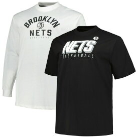 ファナティクス メンズ Tシャツ トップス Brooklyn Nets Fanatics Branded Big & Tall Short Sleeve & Long Sleeve TShirt Set Black/White