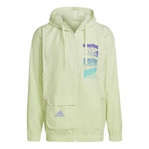 adidas AfB_X Y Xj[J[ yMen's adidas Alphabet Logo Long Sleeves hooded Windbreaker Jacket Green HE4304z TCY US_M_XL