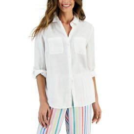 チャータークラブ レディース カットソー トップス Women's 100% Linen Shirt, Created for Macy's Bright White