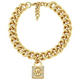 マイケルコース レディース ネックレス・チョーカー・ペンダントトップ アクセサリー Statement Cubic Zirconia Pave Lock Chain Necklace Gold