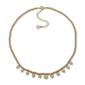 アンクライン レディース ネックレス・チョーカー・ペンダントトップ アクセサリー Gold-Tone Shaky Imitation Pearl Beaded Statement Necklace, 16" + 3" extender Crystal