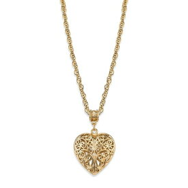 2028 レディース ネックレス・チョーカー・ペンダントトップ アクセサリー 14K Gold-Dipped Filigree Heart with Crystal Accent Necklace 18" Gold