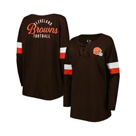 ニューエラ レディース Tシャツ トップス Women's Brown Cleveland Browns Athletic Varsity Lace-Up Long Sleeve T-shirt Brown