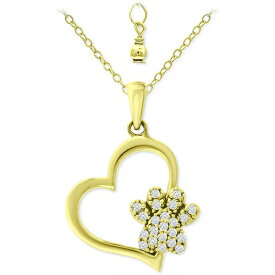 ジャニ ベルニーニ レディース ネックレス・チョーカー・ペンダントトップ アクセサリー Cubic Zirconia Heart & Paw 18" Pendant Necklace, Created for Macy's Gold
