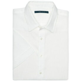 ペリーエリス メンズ シャツ トップス Men's Linen Short-Sleeve Button-Front Shirt Bright White