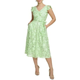 ケンジー レディース ワンピース トップス Women's Embroidered Mesh A-Line Dress Lily Green