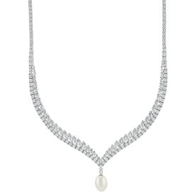 アラベッラ レディース ネックレス・チョーカー・ペンダントトップ アクセサリー Cultured Freshwater Pearl (9x11mm) & Cubic Zirconia 17" Collar Necklace in Sterling Silver Sterling Silver