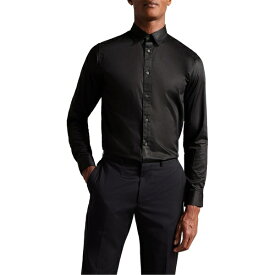 【送料無料】 テッドベーカー メンズ シャツ トップス Ted Long Sleeve Stretch Satin Shirt Black
