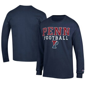 チャンピオン メンズ Tシャツ トップス Pennsylvania Quakers Champion Football Jersey Long Sleeve TShirt Navy