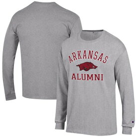 チャンピオン メンズ Tシャツ トップス Arkansas Razorbacks Champion Alumni Logo Long Sleeve TShirt Gray