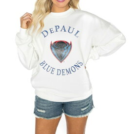 ゲームデイ レディース パーカー・スウェットシャツ アウター DePaul Blue Demons Gameday Couture Women's Good Vibes Premium Fleece Drop Shoulder Pullover Sweatshirt White