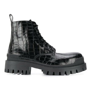 Balenciaga �o�����V�A�K �����Y �X�j�[�J�[ �yBalenciaga Strike 20mm Croc Embossed Lace Up Boot Black�z �T�C�Y EU_39(24.0cm) Black