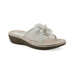 NtoCzCg}Ee fB[X T_ V[Y Women's Chill Wedge Slip-On Sandals White Fabric