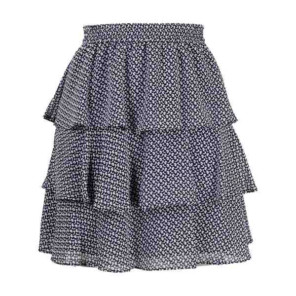 マイケルコース レディース スカート ボトムス floral print tiered mini skirt navy blue / white
