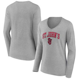 ファナティクス レディース Tシャツ トップス St. John's Red Storm Fanatics Branded Women's Campus Long Sleeve VNeck TShirt Gray