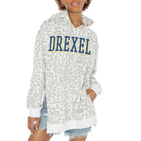 ゲームデイ レディース パーカー・スウェットシャツ アウター Drexel Dragons Gameday Couture Women's Home Team Advantage Leopard Print Oversized SideSlit Pullover Hoodie White